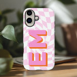 Retro Chequerboard Aesthetic Monogram iPhone 16 Case<br><div class="desc">Enhance your iPhone 16 Pro Max with this bold, personalised case featuring a trendy chequerboard pattern. With the option to add two initials—your first and last name—it’s designed to give your device a personal touch while making a strong style statement. The chequerboard design brings a modern, playful feel, making your...</div>