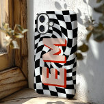 Retro Chequerboard Aesthetic Monogram iPhone 16 Plus Case<br><div class="desc">Enhance your iPhone 16 Pro Max with this bold, personalised case featuring a trendy chequerboard pattern. With the option to add two initials—your first and last name—it’s designed to give your device a personal touch while making a strong style statement. The chequerboard design brings a modern, playful feel, making your...</div>