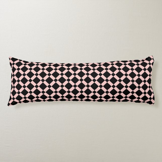Retro Chequerboard, Black & Pink Body Cushion (Front)