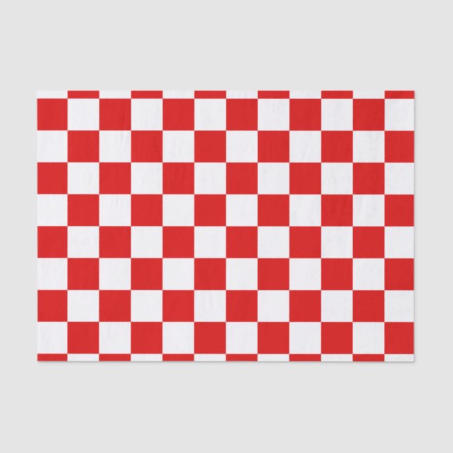 Retro Chequerboard Chequered Board Red Christmas  Tissue Paper (Front)