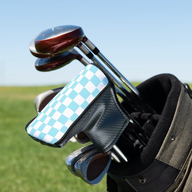 Retro Chequerboard Golf Head Cover (In Situ)