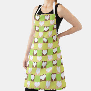 Retro Chequerboard Heart Pattern Apron