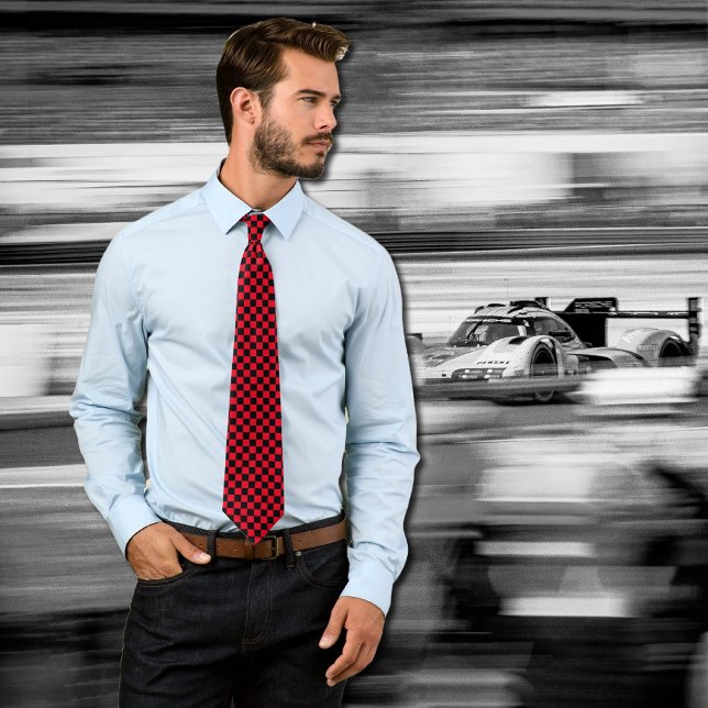 retro chequerboard pattern - red&black  tie (Creator Uploaded)