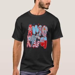 Retro Chequered America Coquette 4th of July For W T-Shirt