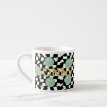 Retro Chequered and Lightening Bolts Name Kid Mug
