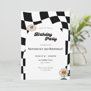Retro Chequered Birthday Invitation