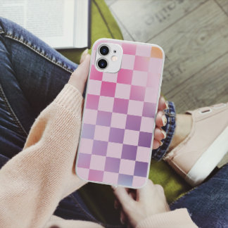 Retro Chequered Chequered Gradient Purple Pattern Case-Mate iPhone 14 Case