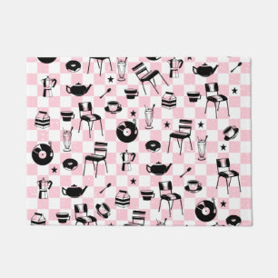 Retro Chequered Diner Pattern Doormat