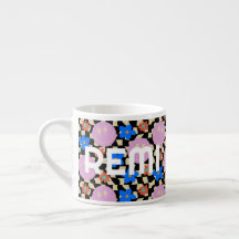 Retro Chequered Flower Name Toddler Mug