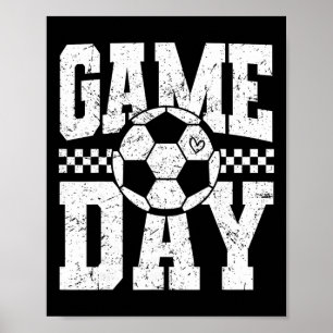 Retro Chequered Game Day Soccer Sport Lover Poster