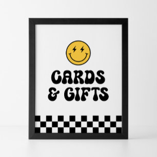 Retro Chequered Happy Face Birthday Cards and Gift Poster
