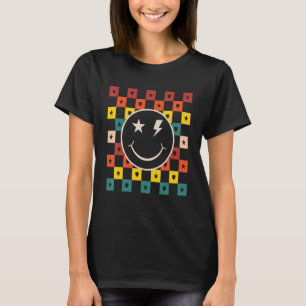 Retro Chequered Happy Smiling Face 1 T-Shirt