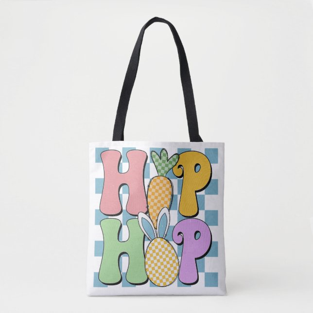 Retro chequered Hip Hop Tote Bag (Front)