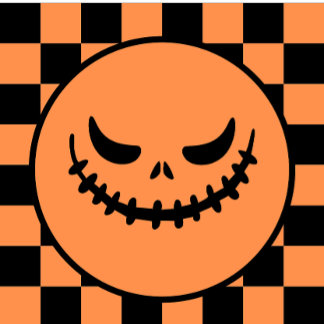Retro Chequered Jack-O’-Lantern Halloween Key Ring