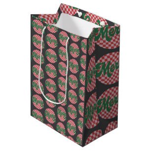 Retro Chequered Merry Christmas  Medium Gift Bag