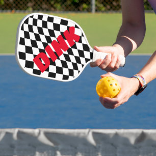 Retro Chequered Pattern black & white Pickleball Paddle