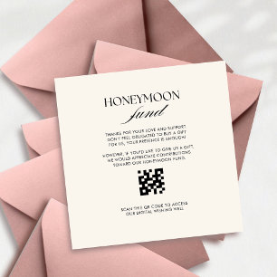 Retro chequered pattern Honeymoon fund QR code  Enclosure Card