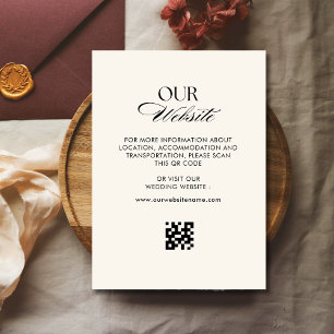 Retro chequered pattern QR code wedding website Enclosure Card