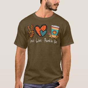 Retro Chequered Peace Love Pumpkin Spice Fall Seas T-Shirt