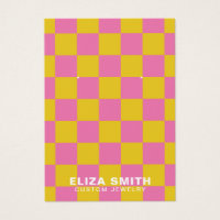 Retro Chequered Pink Yellow Jewellery Display Card