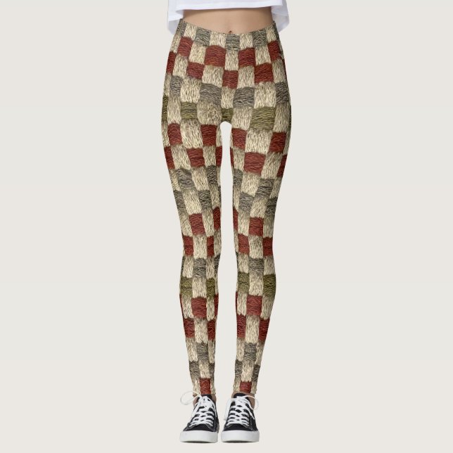Retro Chequered Potholder Design Leggings (Front)