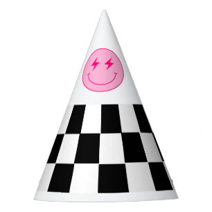 Retro Chequered Two Cool Smile Birthday Party Hat