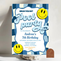 Retro chequered wave pool party birthday