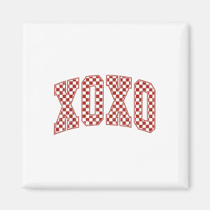 Retro Chequered Xoxo Valentine Vibes Valentines Da Magnet