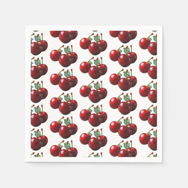 Retro Cherries fresh picked  Napkin (Front)