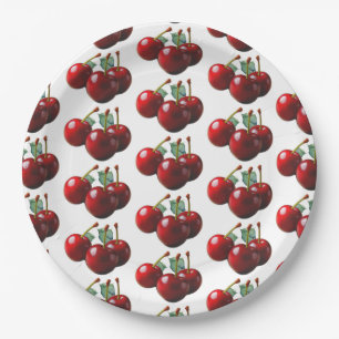 Retro Cherries fresh picked Paper Plate