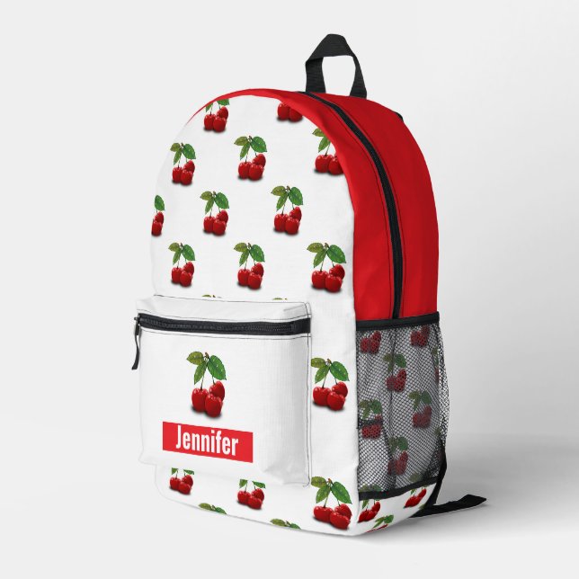 Retro Cherries Girls Vintage Style Backpack (Back Corner Right)