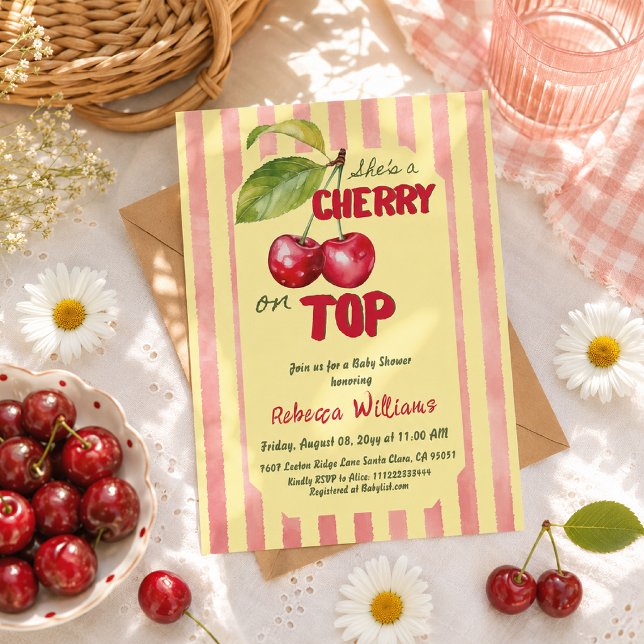 Retro Cherry Cafe Baby Shower Invitation (Creator Uploaded)