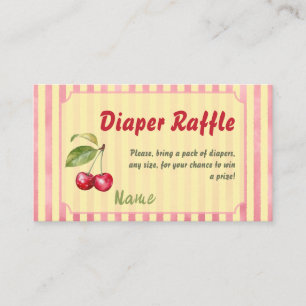 Retro Cherry Cafe Red Yellow Baby Shower Diaper Enclosure Card