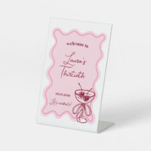 Retro Cherry Cocktail Birthday Welcome Sign
