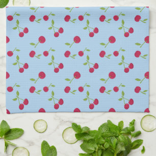 Retro Cherry Cute Farmhouse Blue Tea Towel