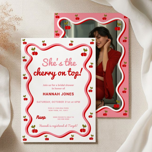 Retro Cherry on top Valentine Bridal Shower  Invitation (Creator Uploaded)