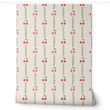 Retro Cherry Stripes on Cream - Kitchen