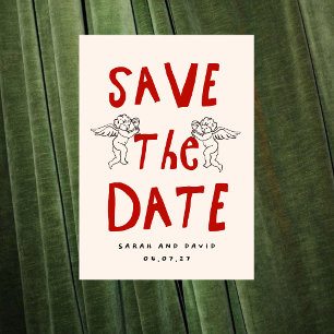 Retro Cherub Angel Save the Date Wedding