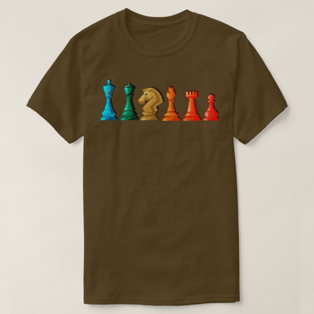 Retro Chess Figures Board Game Chess T-Shirt (Design Front)
