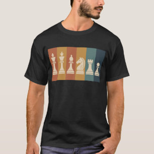 Retro Chess Pieces Color Block Art T-Shirt
