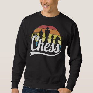 Retro Chess Player Figures Vintage Chess Pieces 80 Sweatshirt