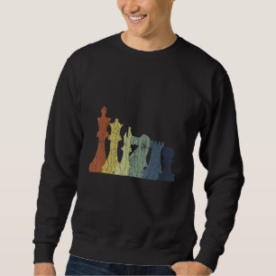 Retro Chess Set Sports Player Coach Graphic Sweatshirt