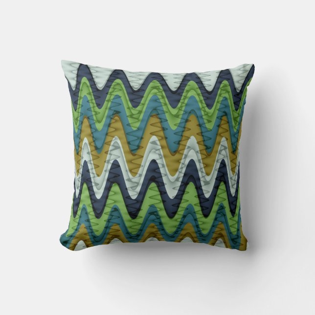 Retro Chevron and Wavy Stripes Pattern 2 Cushion (Front)