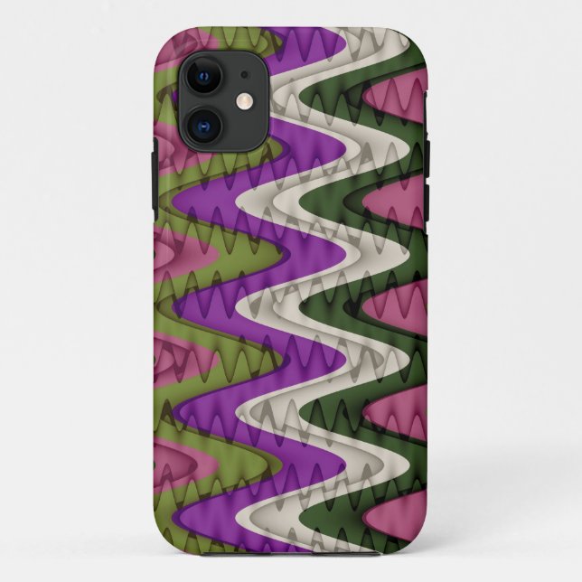 Retro Chevron and Wavy Stripes Pattern 4 Case-Mate iPhone Case (Back)