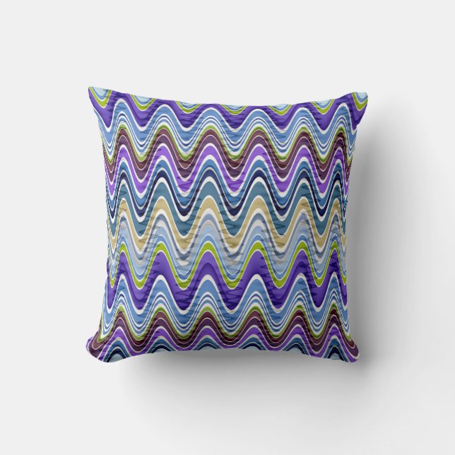 Retro Chevron and Wavy Stripes Pattern Cushion (Front)
