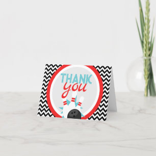 Retro Chevron Bowling Thank You Cards