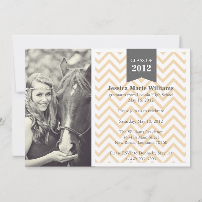Retro Chevron Graduation Invitation (Front)