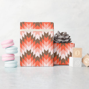 Retro Chevron,Orange Geometric, Modern Pattern Wrapping Paper