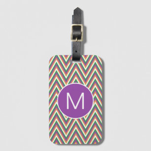 Retro Chevron Pattern Cool Monogram Luggage Tag