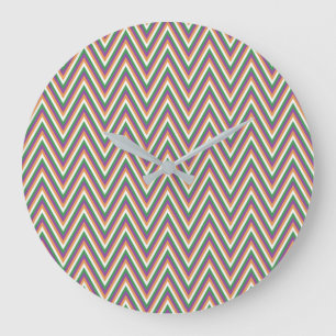 Retro Chevron Pattern Large Clock